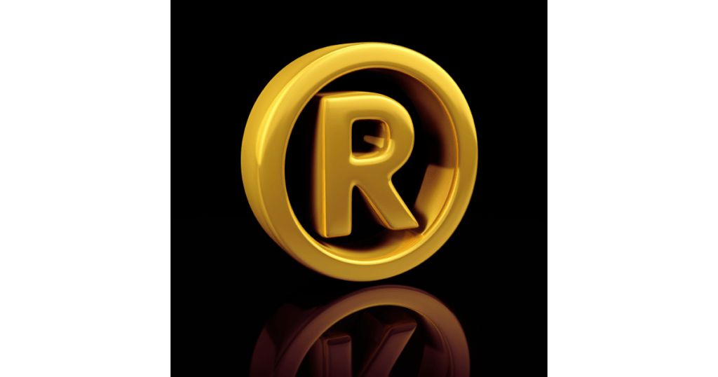 R, a sign indicating registere